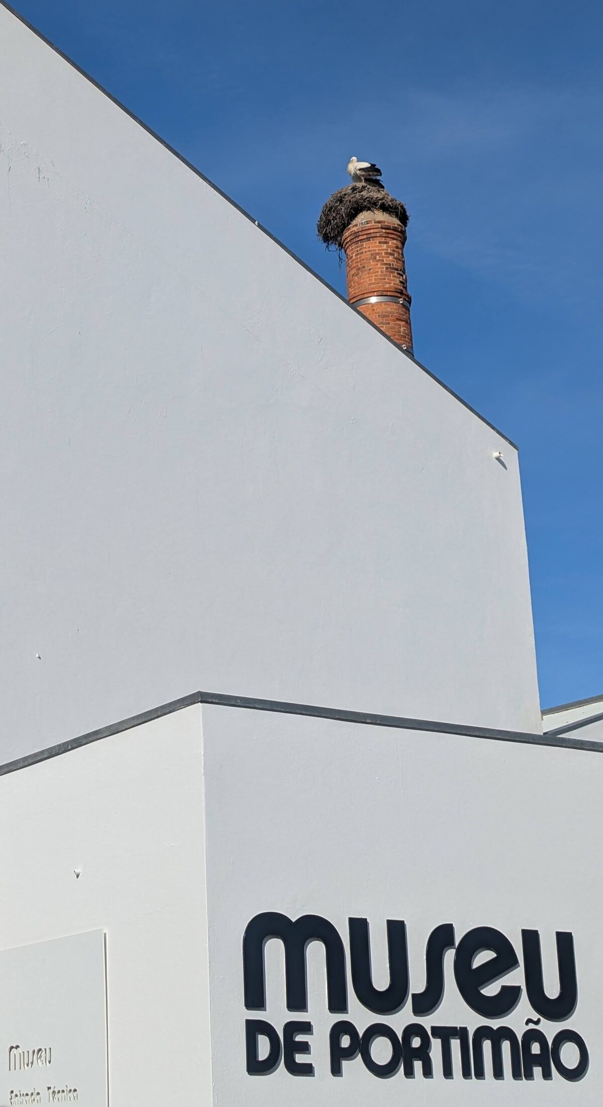 Storchennest auf Backsteinkamin